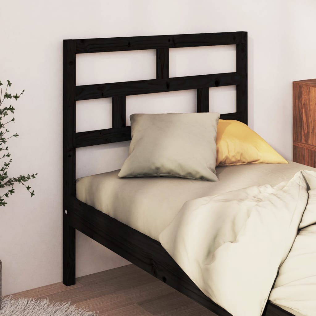 Uzglavlje za krevet crno 81 x 4 x 100 cm od masivne borovine