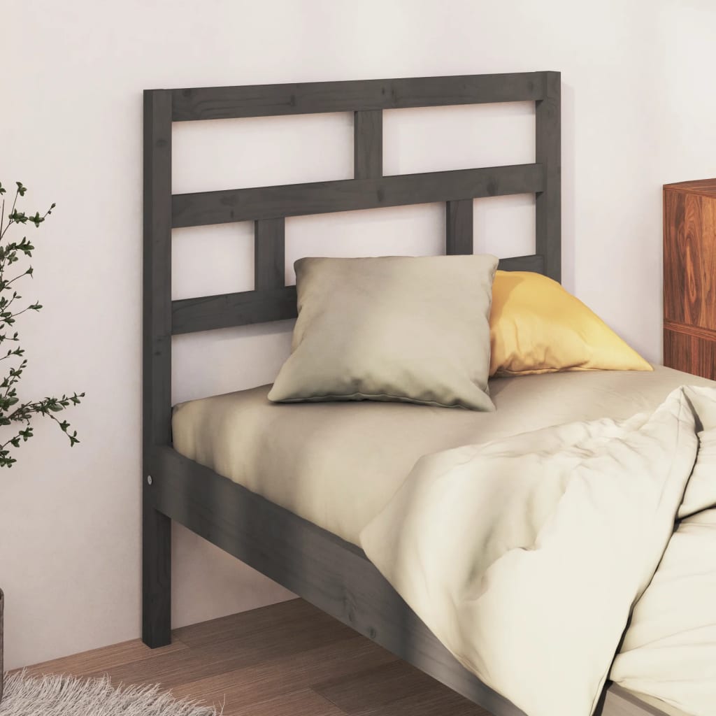 Uzglavlje za krevet sivo 106 x 4 x 100 cm od masivne borovine