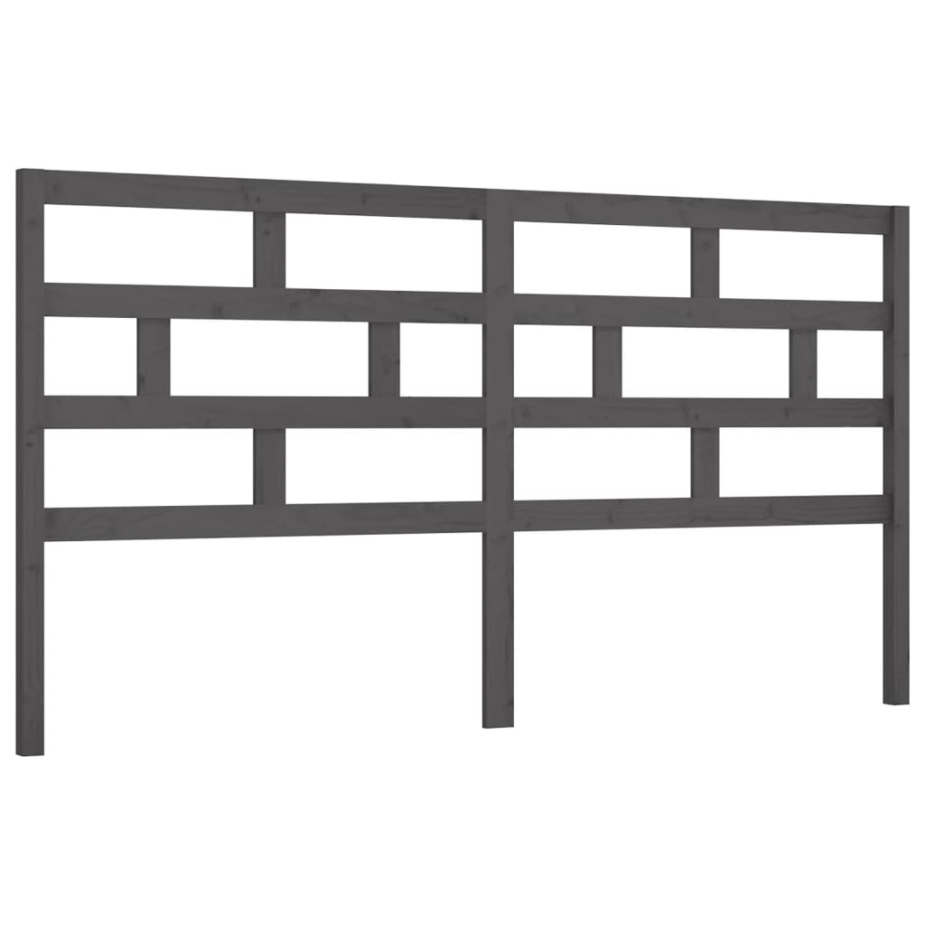 Uzglavlje za krevet sivo 186 x 4 x 100 cm od masivne borovine