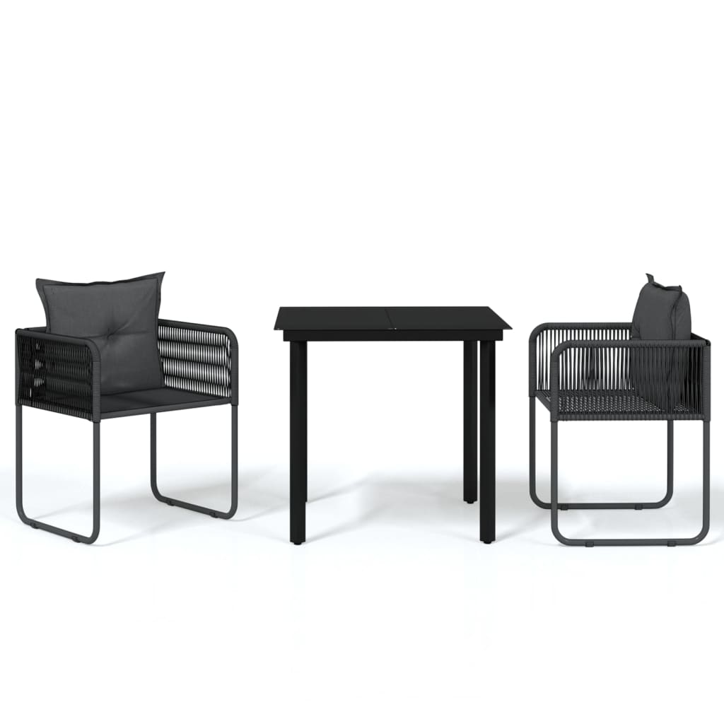 3-dijelni vrtni blagovaonski set crni