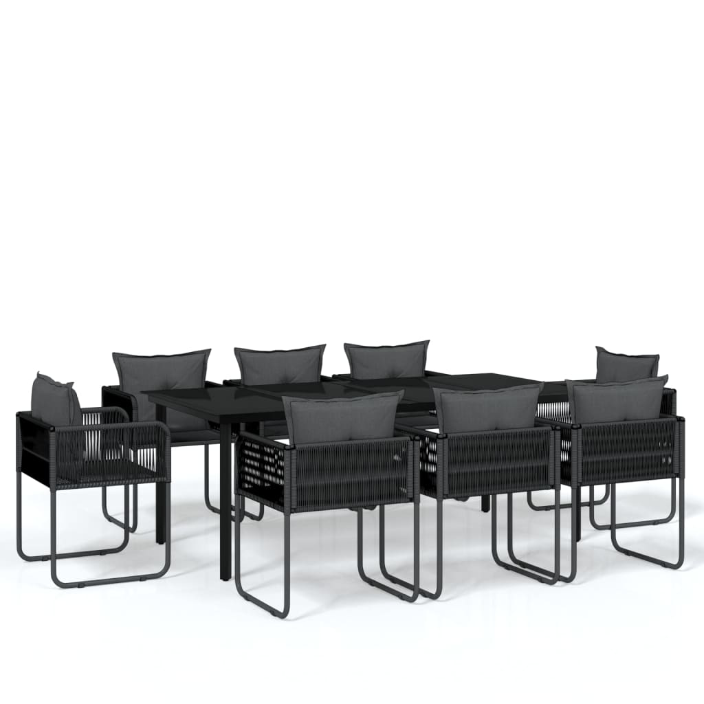 9-dijelni vrtni blagovaonski set crni