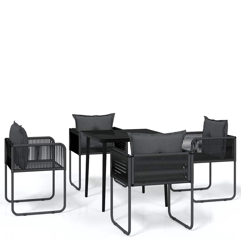 5-dijelni vrtni blagovaonski set crni Crna Dužina stola 80 cm