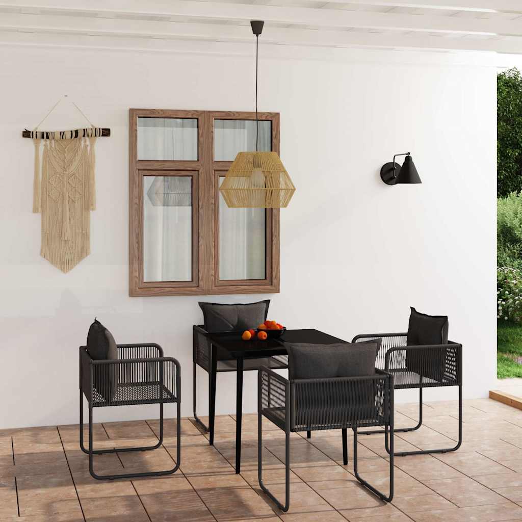 5-dijelni vrtni blagovaonski set crni Crna Dužina stola 80 cm