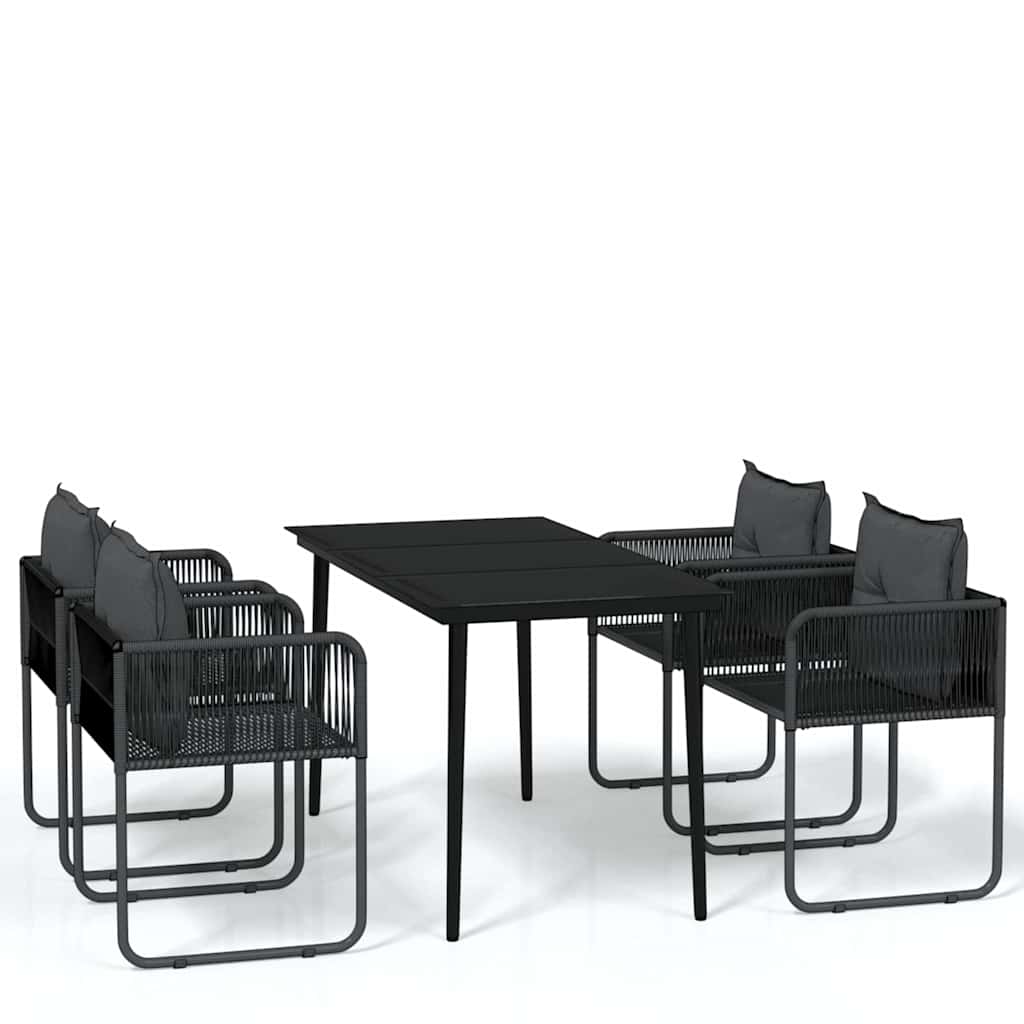 5-dijelni vrtni blagovaonski set crni