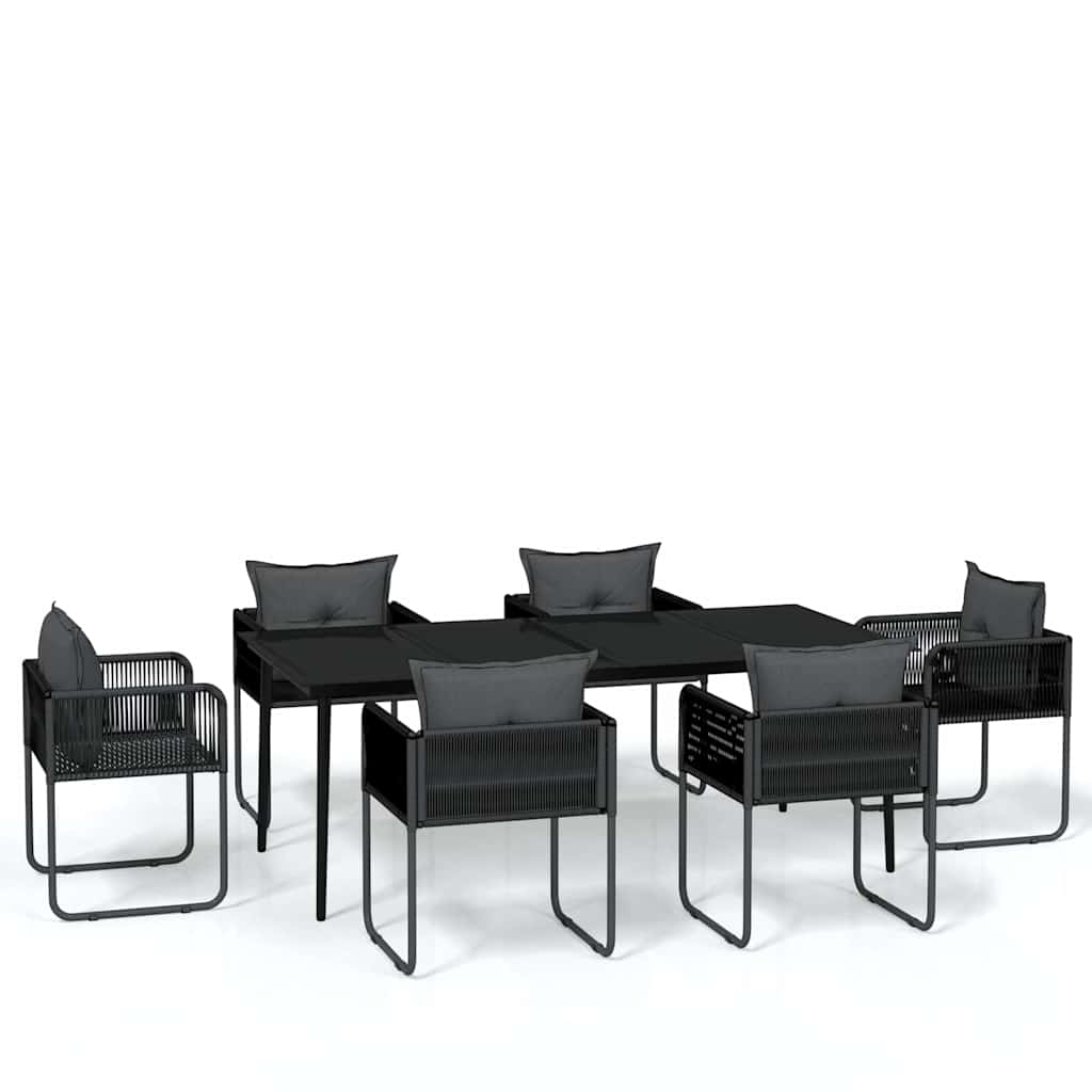 7-dijelni vrtni blagovaonski set crni