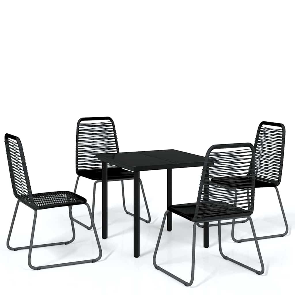 5-dijelni vrtni blagovaonski set crni Crna Dužina stola 80 cm
