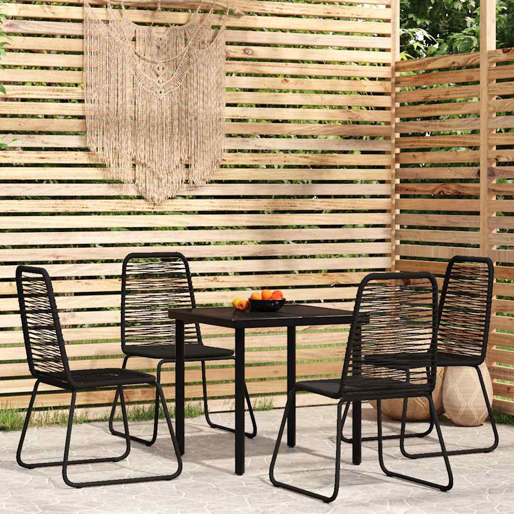5-dijelni vrtni blagovaonski set crni Crna Dužina stola 80 cm