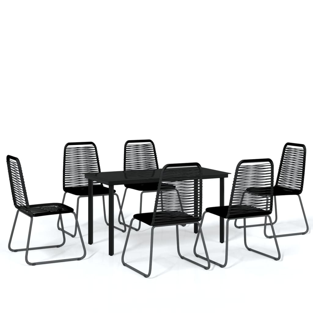 7-dijelni vrtni blagovaonski set crni
