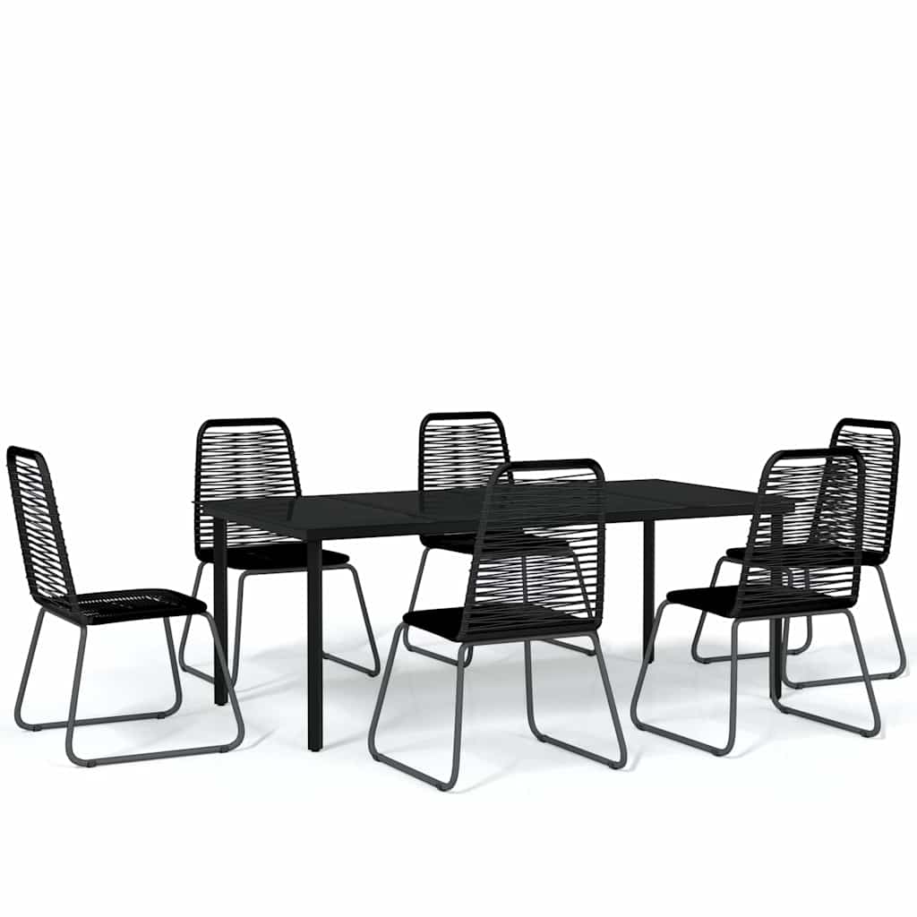 7-dijelni vrtni blagovaonski set crni