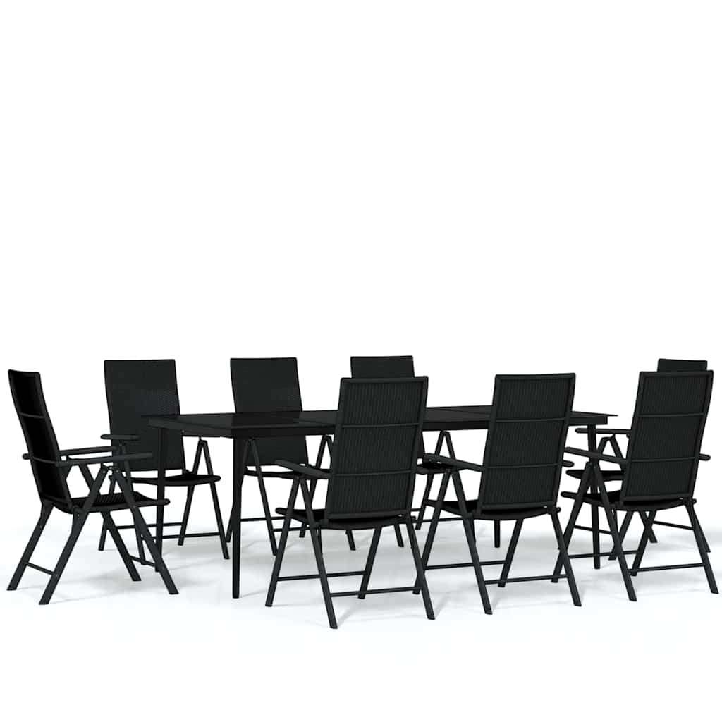 9-dijelni vrtni blagovaonski set crni