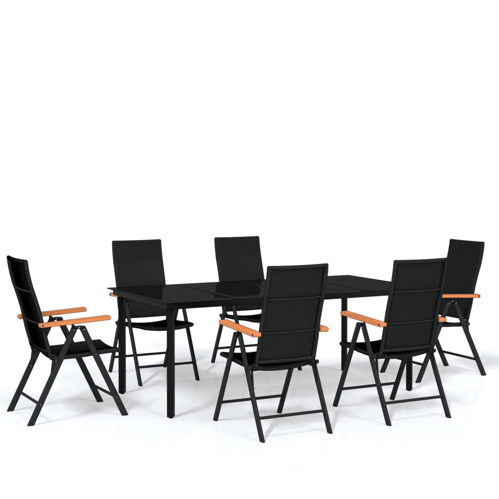 7-dijelni vrtni blagovaonski set crni