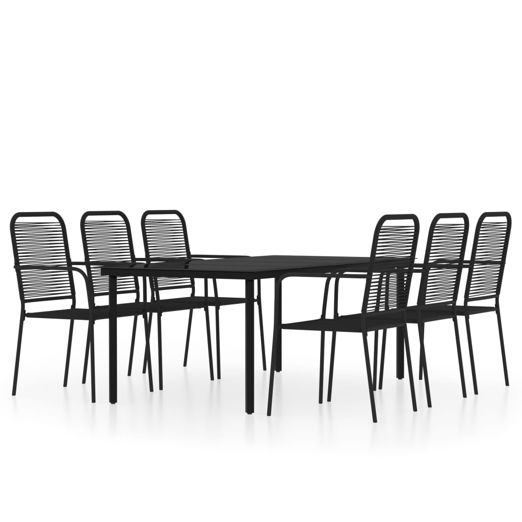 7-dijelni vrtni blagovaonski set crni