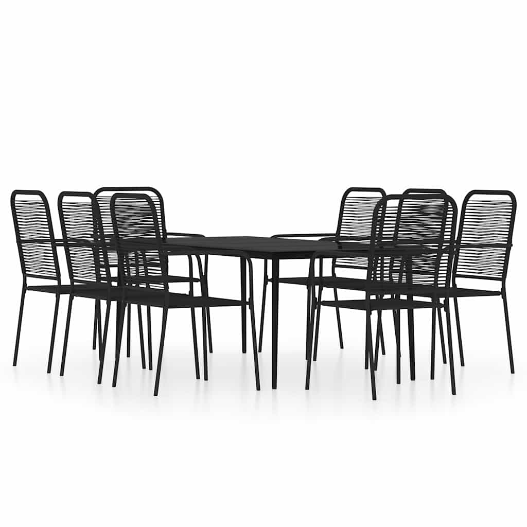 9-dijelni vrtni blagovaonski set crni