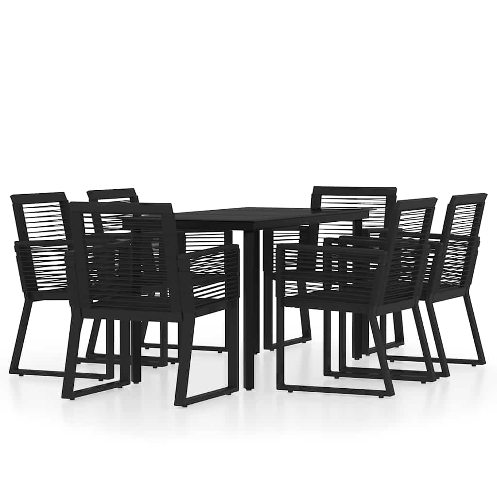 7-dijelni vrtni blagovaonski set crni
