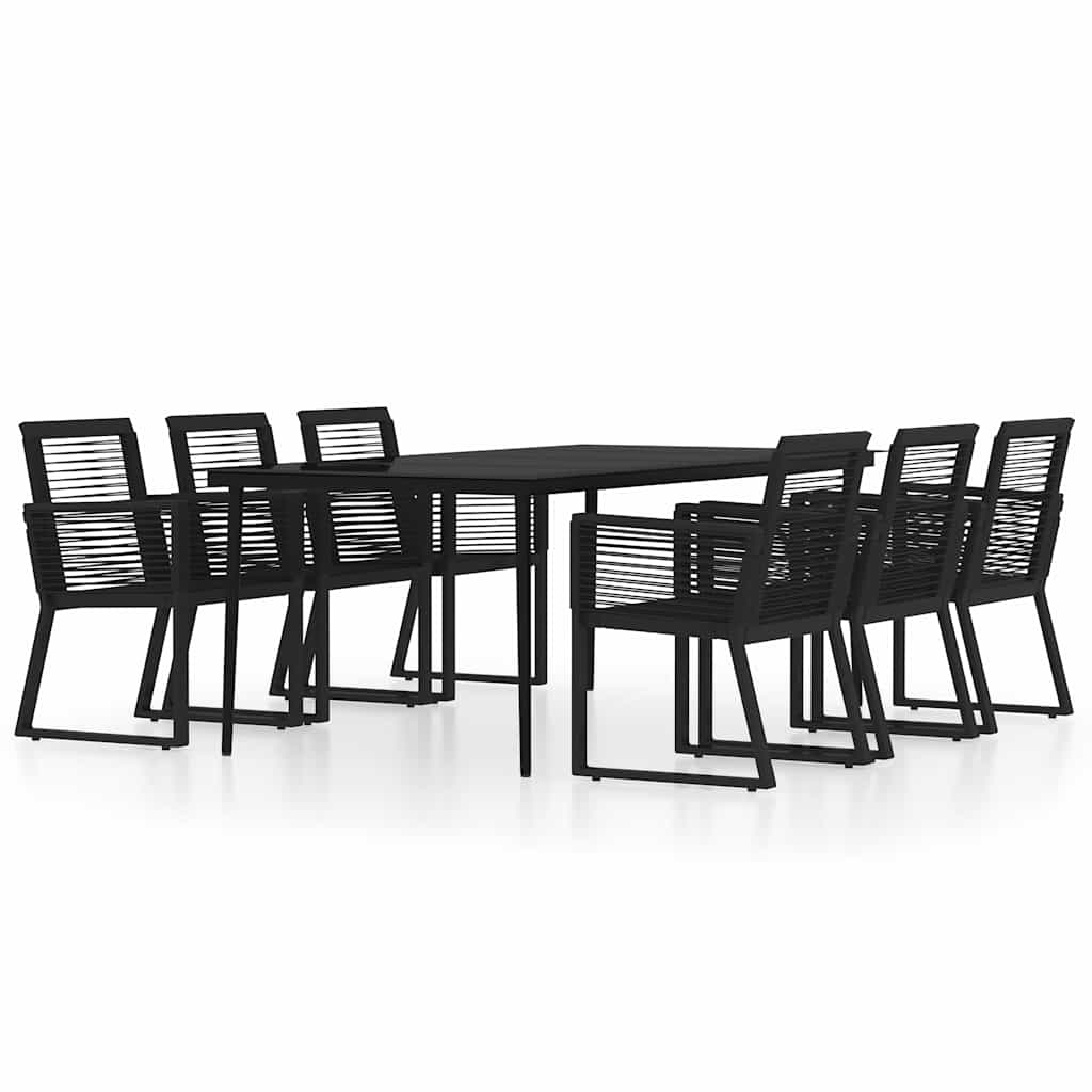 7-dijelni vrtni blagovaonski set crni Crna Dužina stola 200 cm