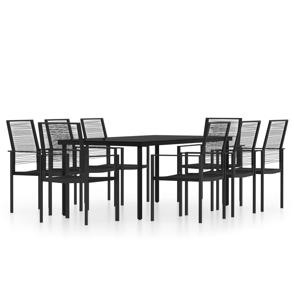 9-dijelni vrtni blagovaonski set crni