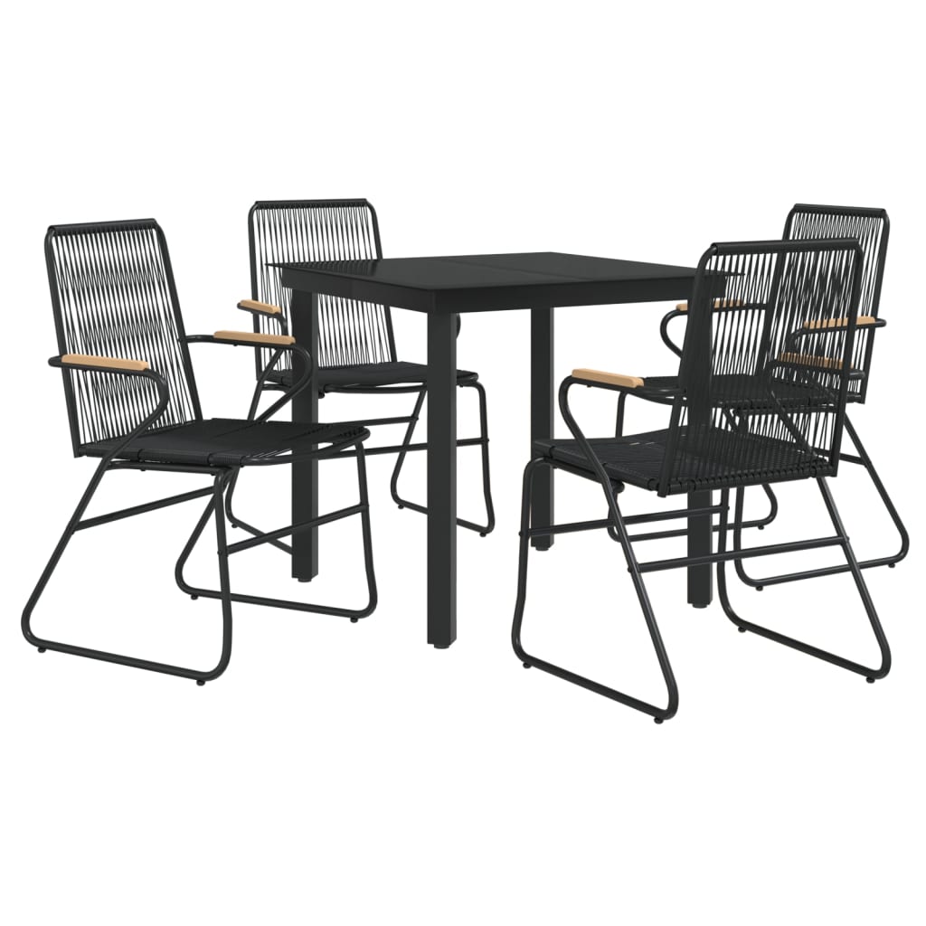 5-dijelni vrtni blagovaonski set od PVC ratana crni