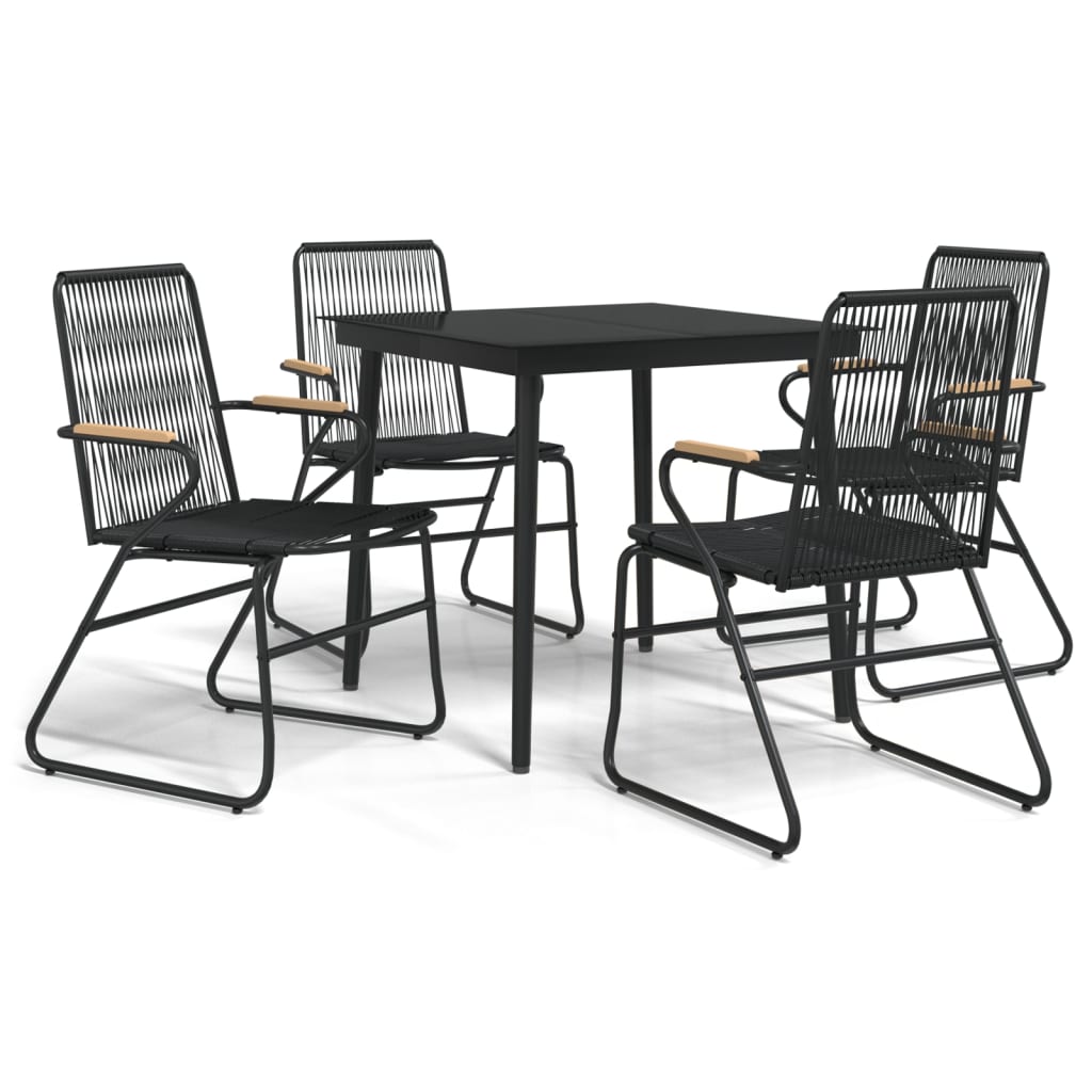 5-dijelni vrtni blagovaonski set od PVC ratana crni