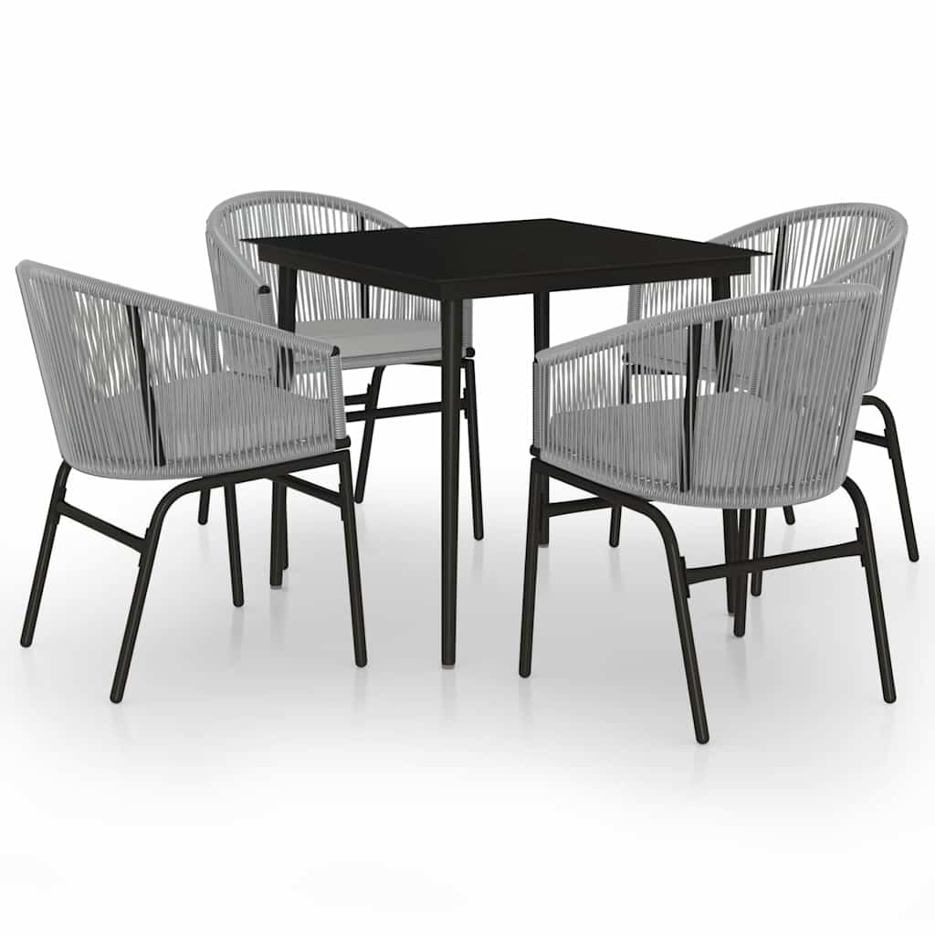 5-dijelni vrtni blagovaonski set sivi Siva Dužina stola 80 cm