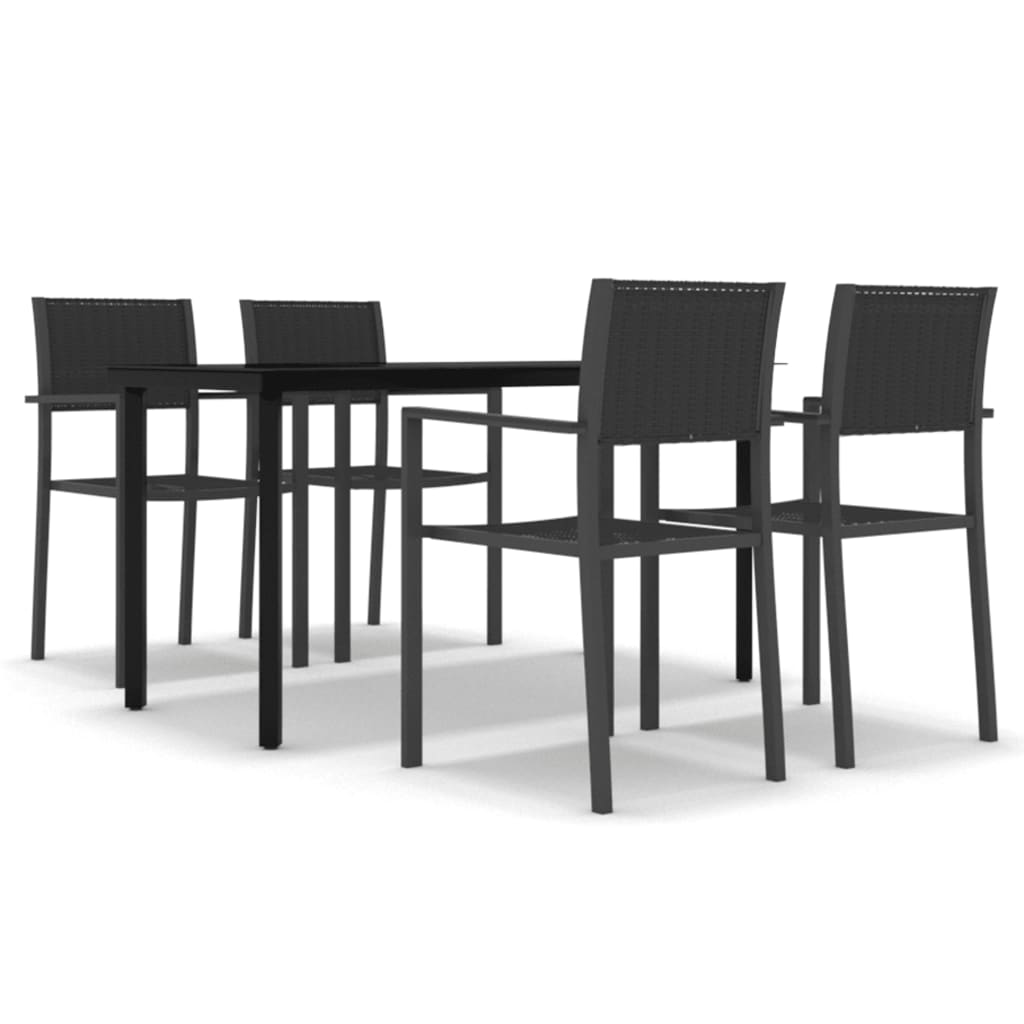 5-dijelni vrtni blagovaonski set crni