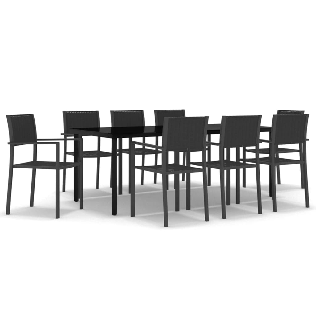 9-dijelni vrtni blagovaonski set crni