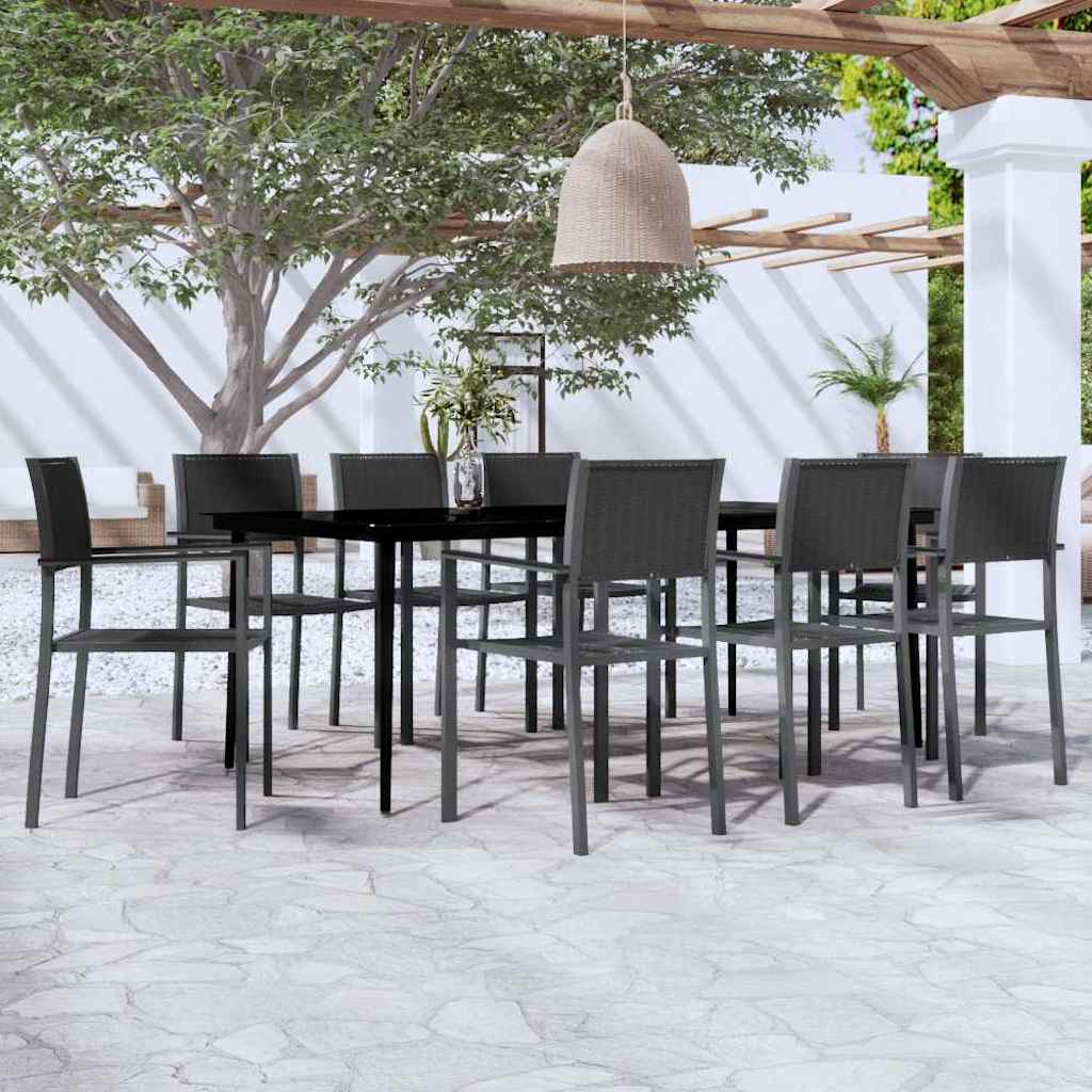 9-dijelni vrtni blagovaonski set crni