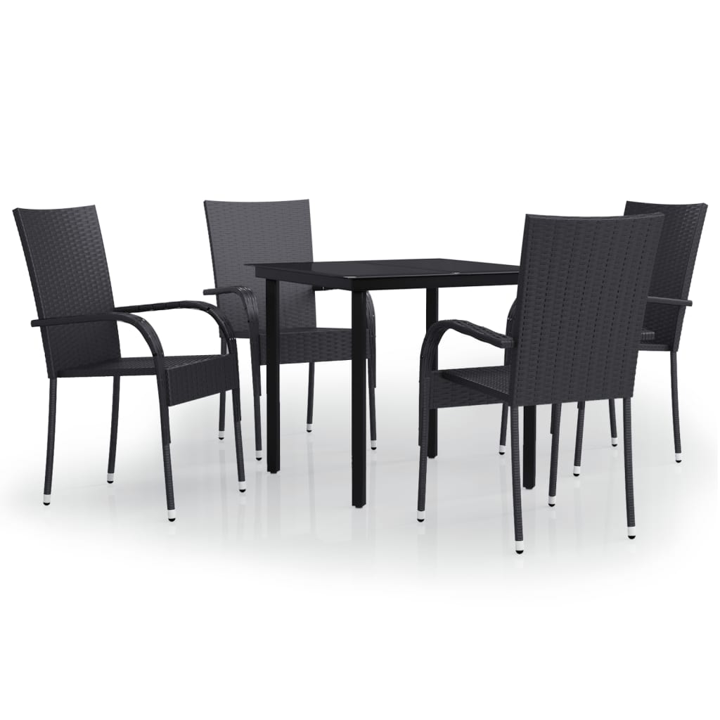 5-dijelni vrtni blagovaonski set crni