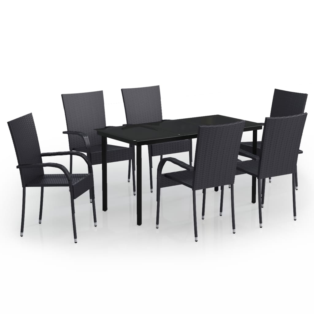 7-dijelni vrtni blagovaonski set crni