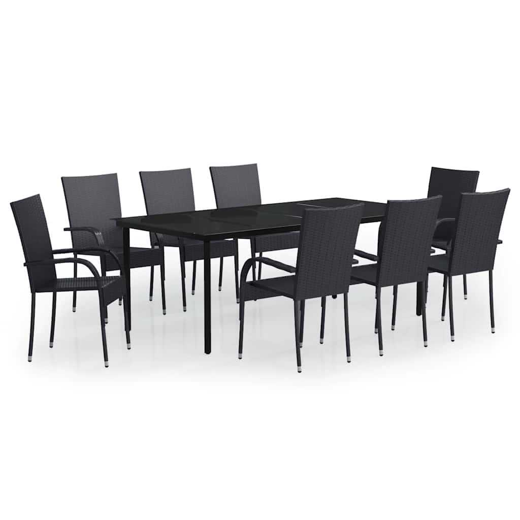 9-dijelni vrtni blagovaonski set crni