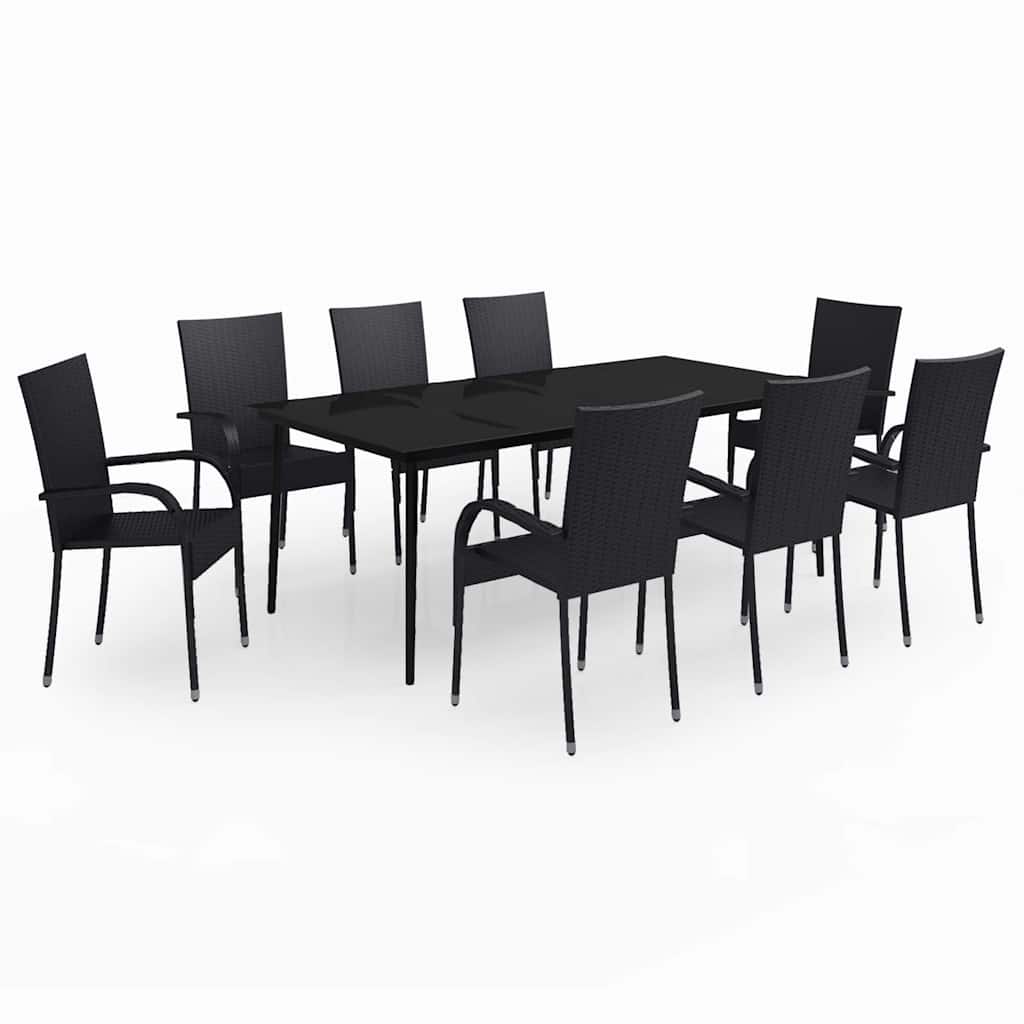 9-dijelni vrtni blagovaonski set crni