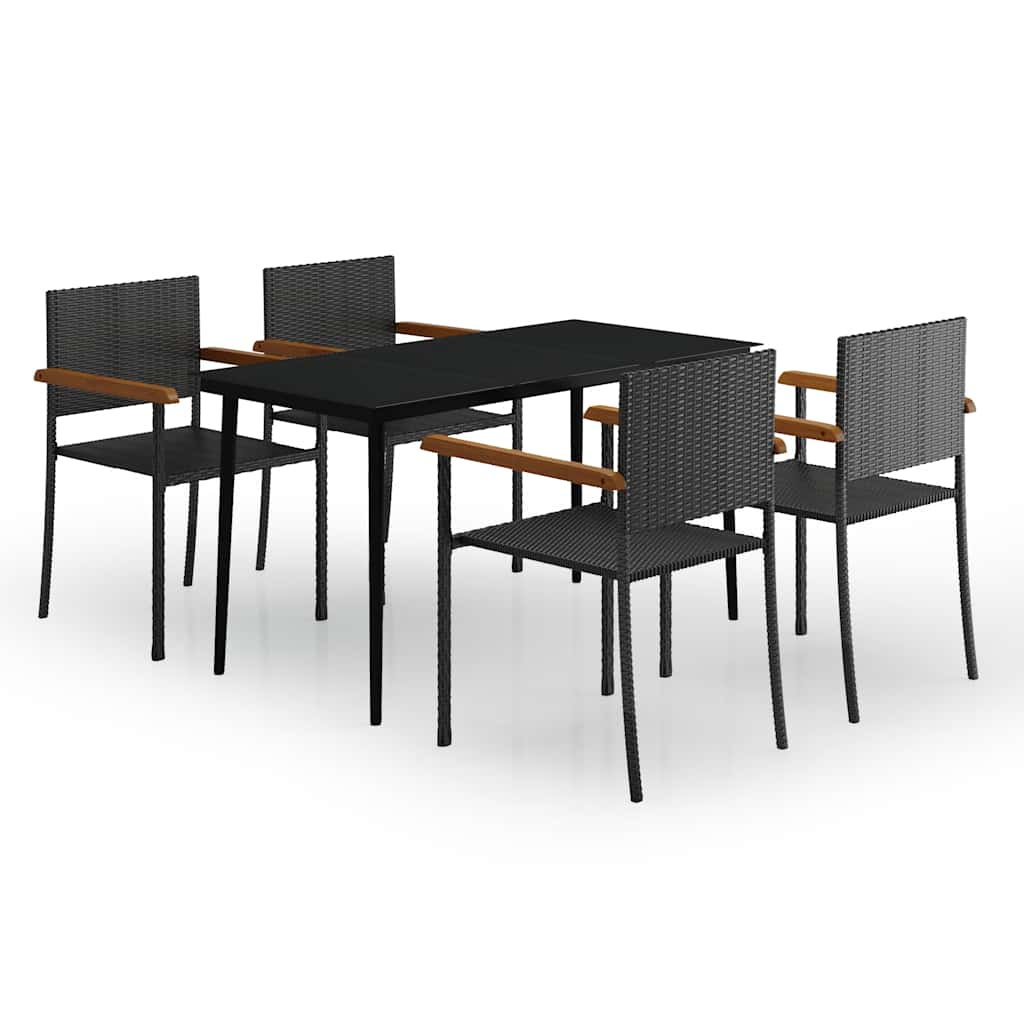 5-dijelni vrtni blagovaonski set crni