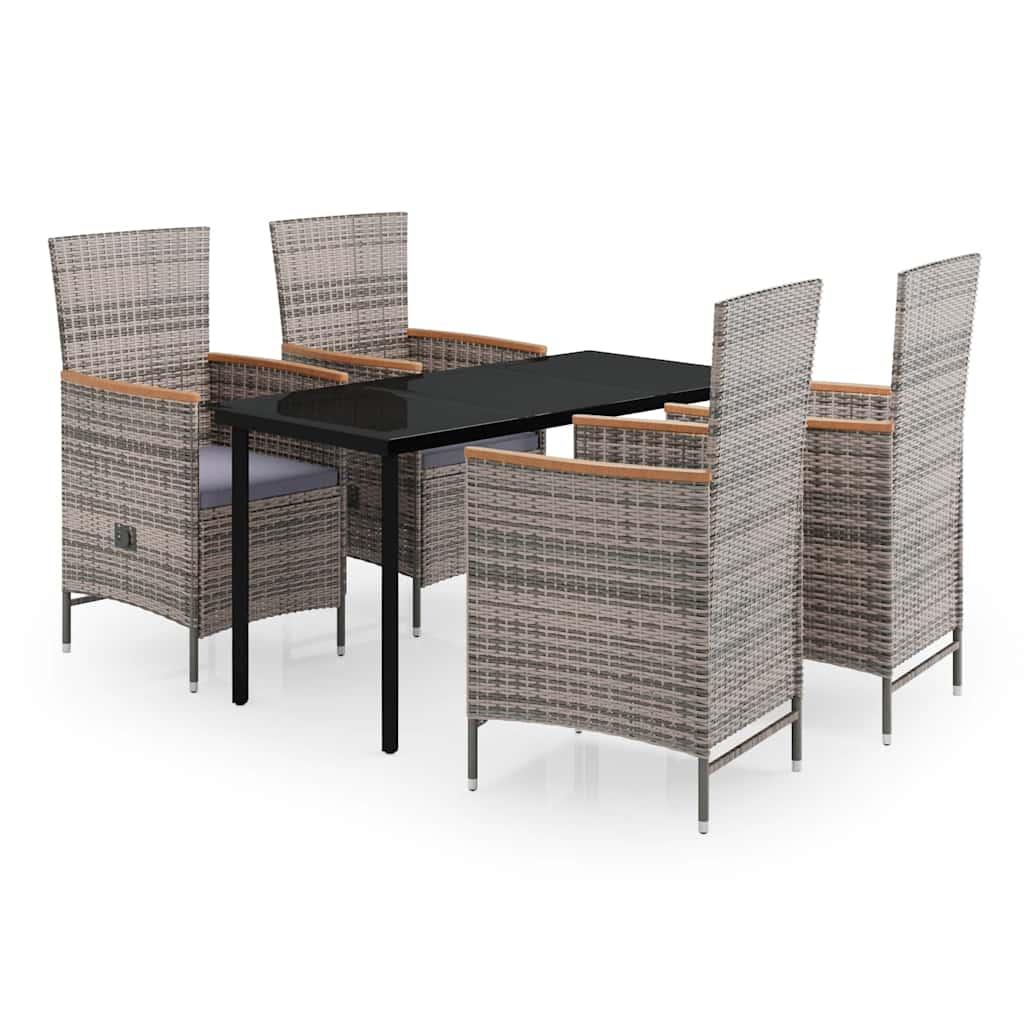 5-dijelni vrtni blagovaonski set s jastucima sivi Siva Dužina stola 140 cm