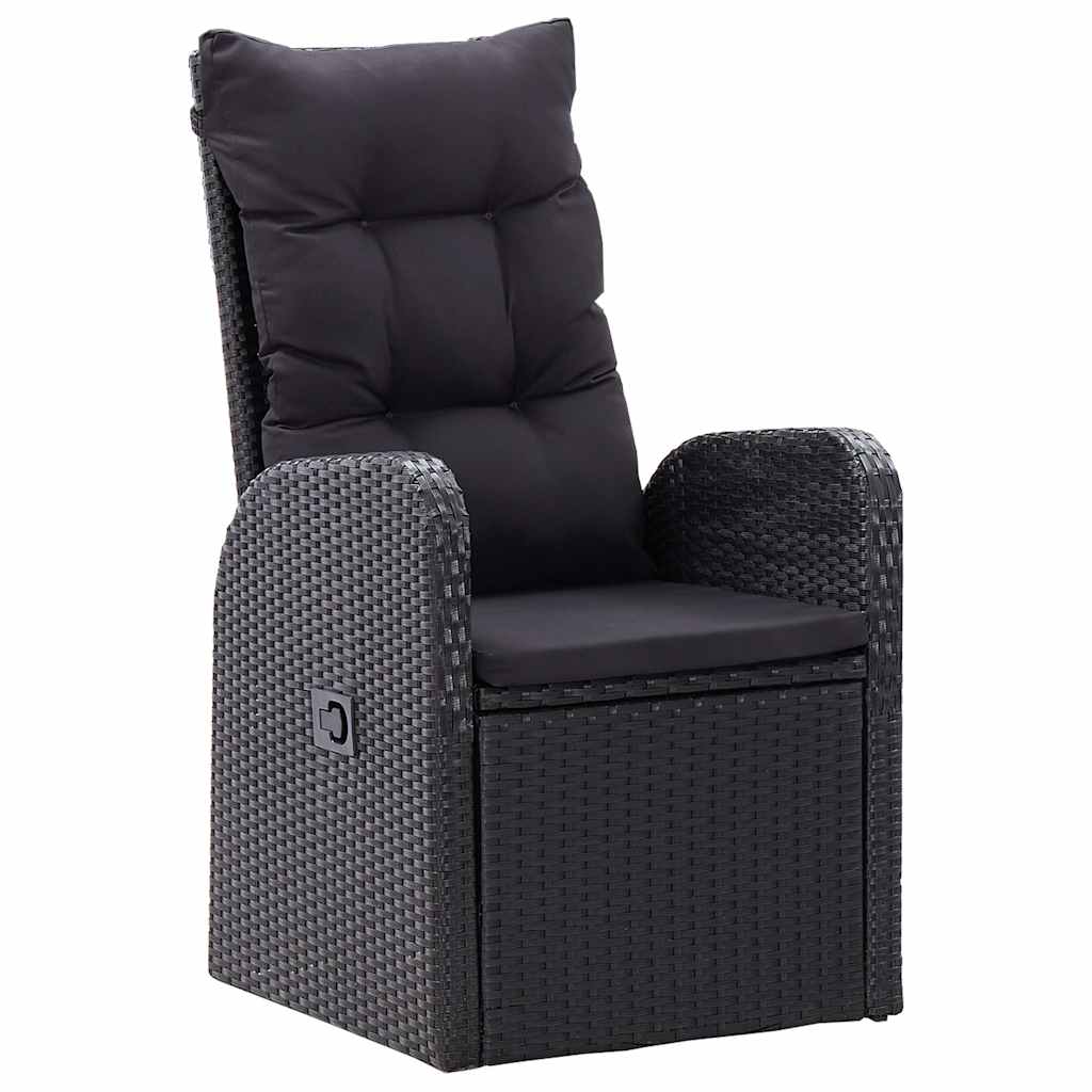 5-dijelni vrtni blagovaonski set s jastucima crni Crna Dužina stola 80 cm