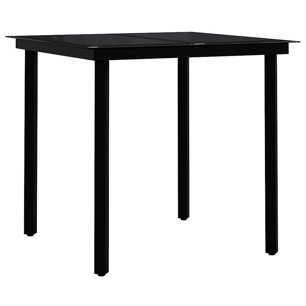 5-dijelni vrtni blagovaonski set s jastucima crni Crna Dužina stola 80 cm