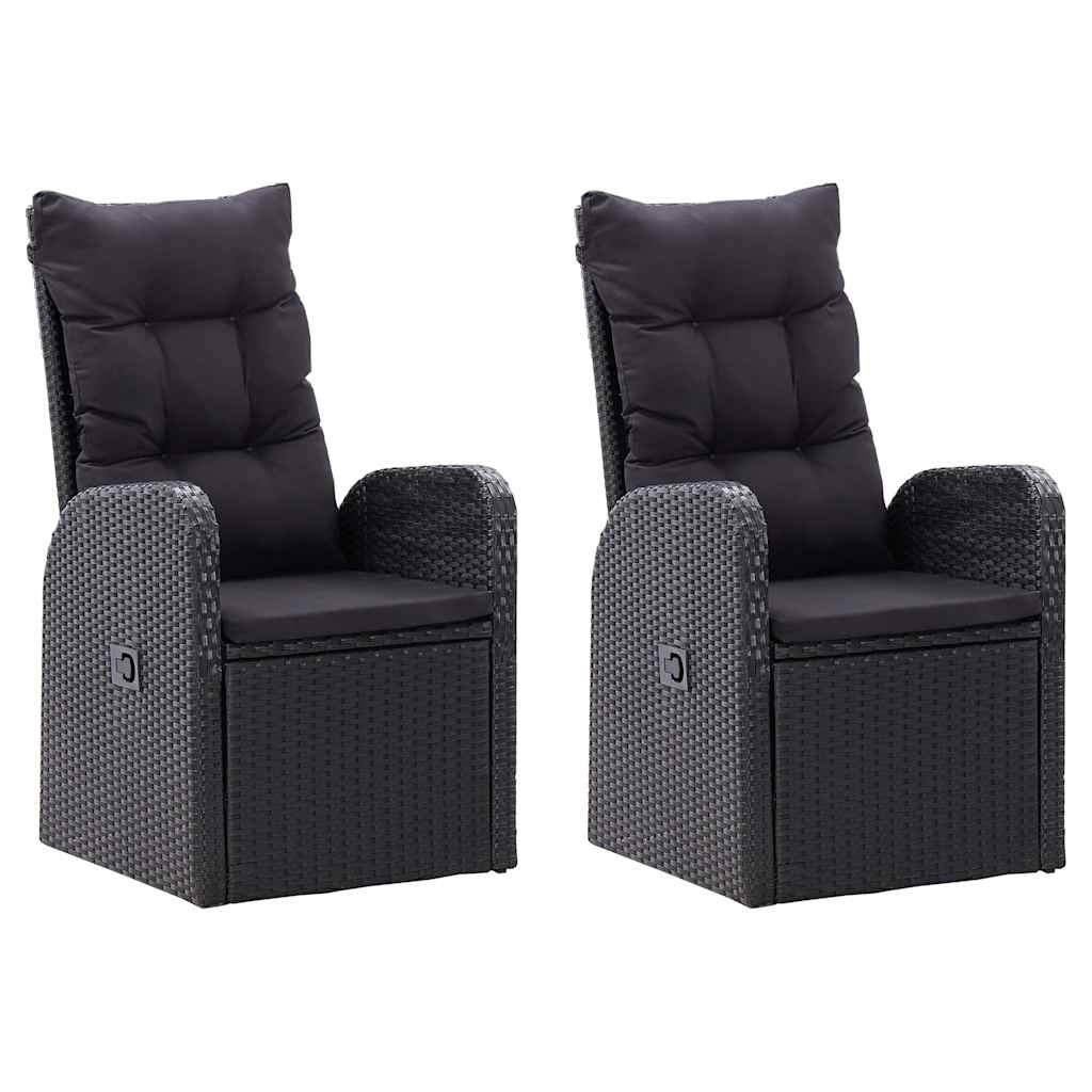 5-dijelni vrtni blagovaonski set s jastucima crni Crna Dužina stola 140 cm