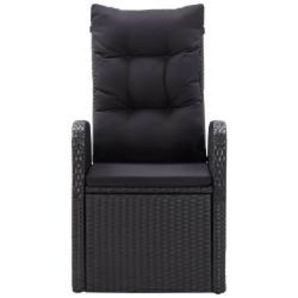 5-dijelni vrtni blagovaonski set s jastucima crni Crna Dužina stola 140 cm