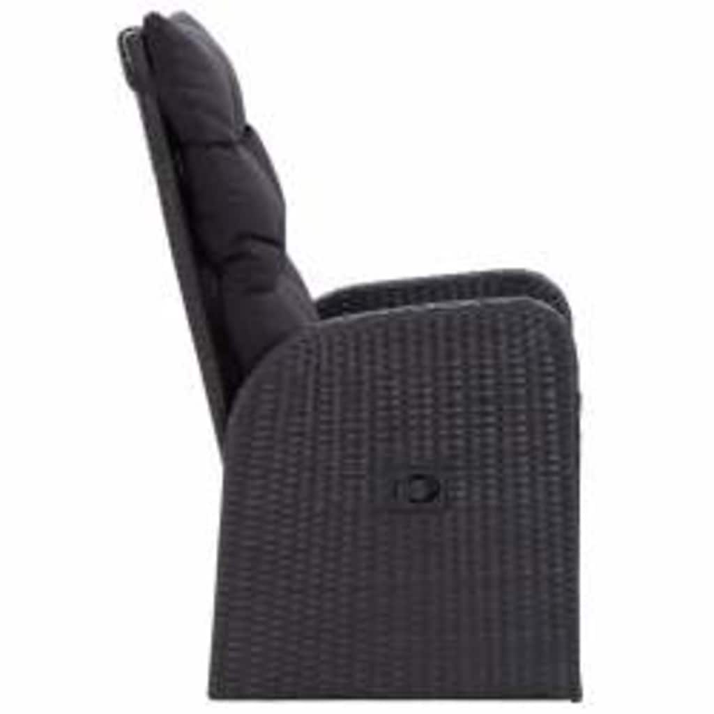 5-dijelni vrtni blagovaonski set s jastucima crni Crna Dužina stola 140 cm