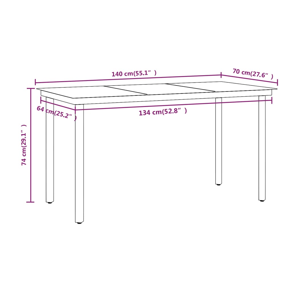 7-dijelni vrtni blagovaonski set s jastucima crni