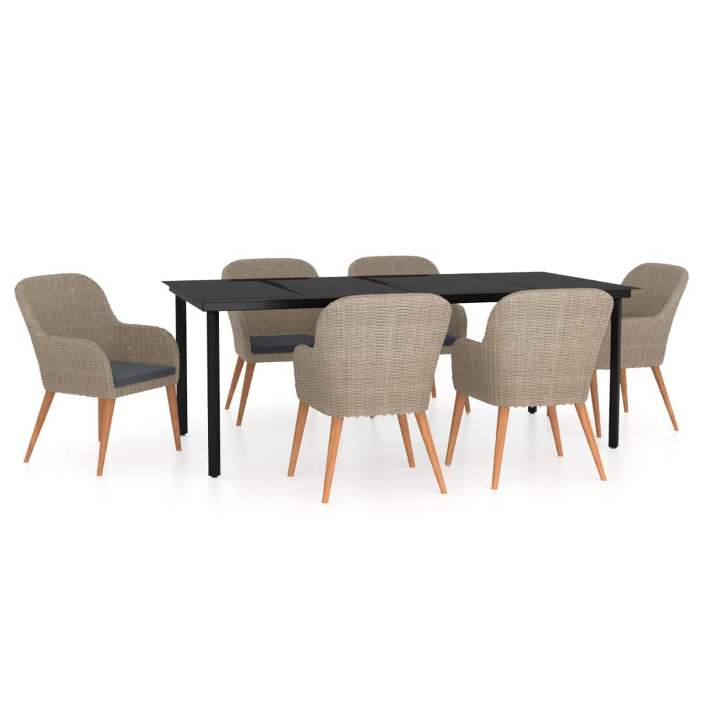 7-dijelni vrtni blagovaonski set s jastucima smeđi