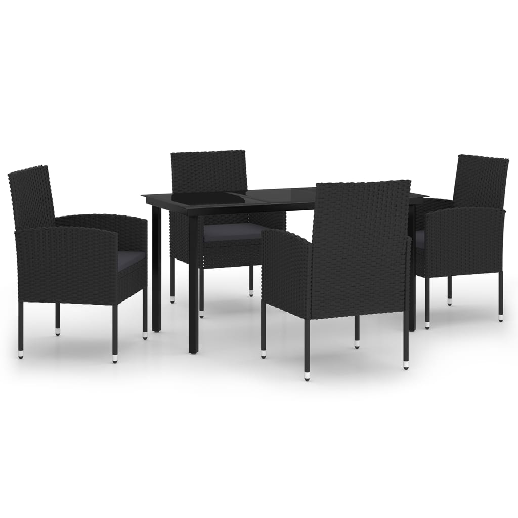 5-dijelni vrtni blagovaonski set crni