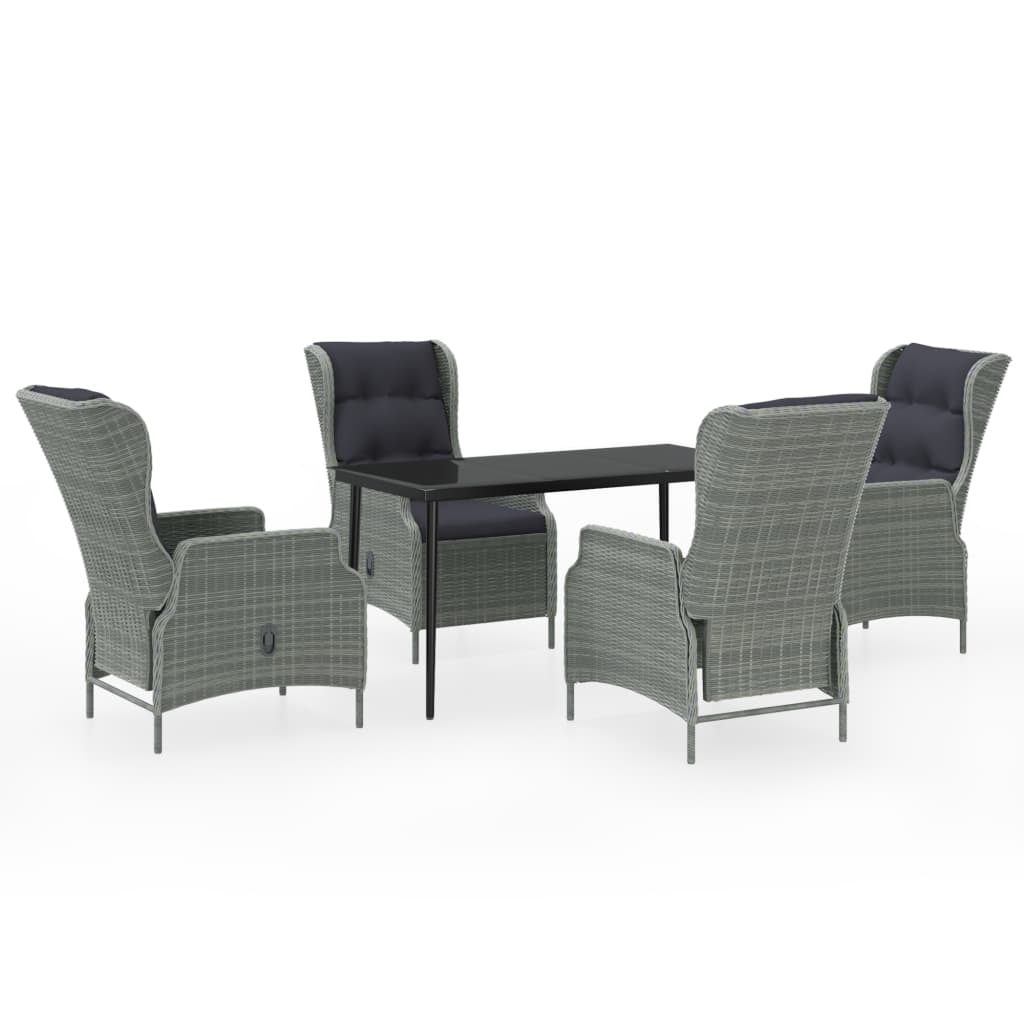 5-dijelni vrtni blagovaonski set svjetlosivi
