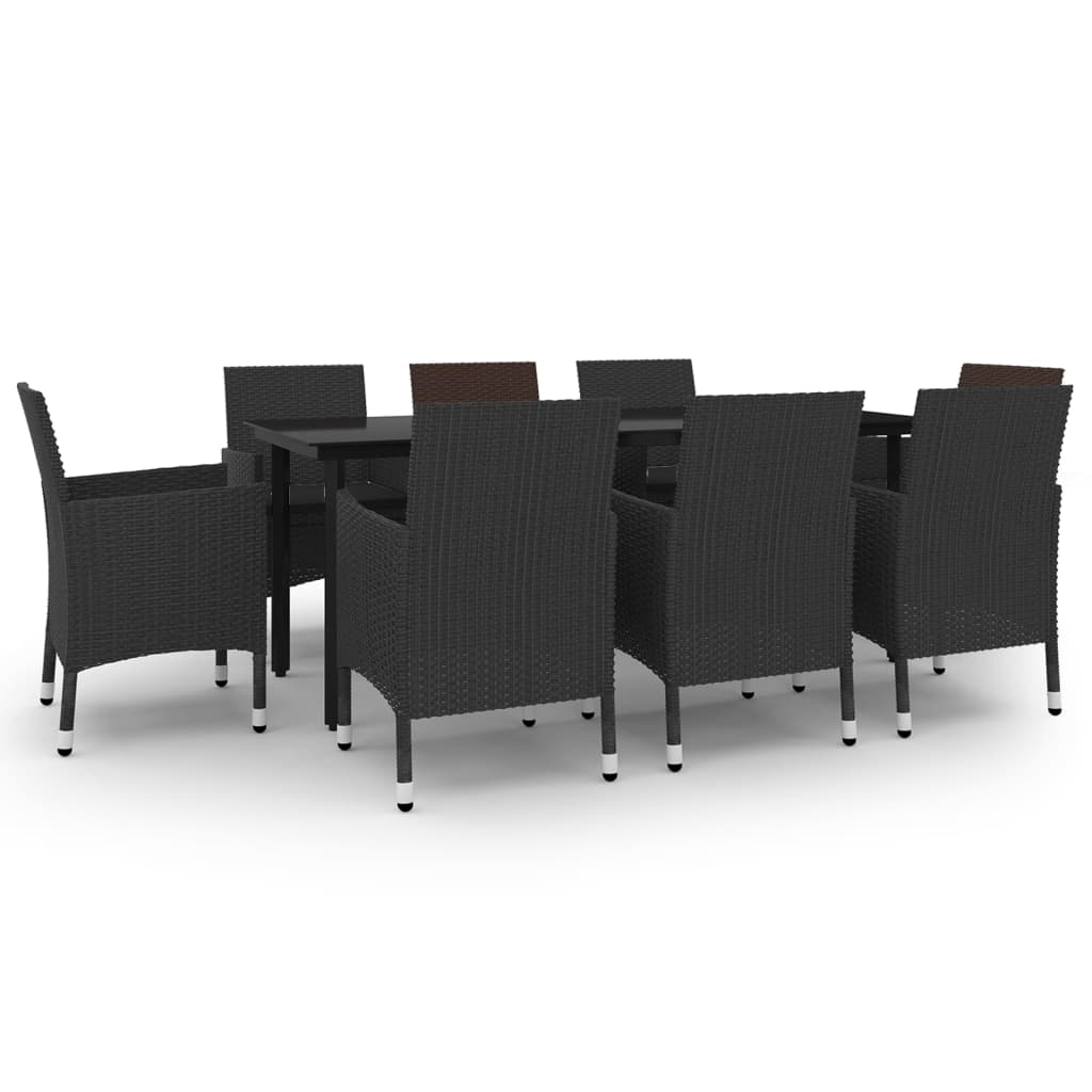 9-dijelni vrtni blagovaonski set s jastucima poliratan i staklo