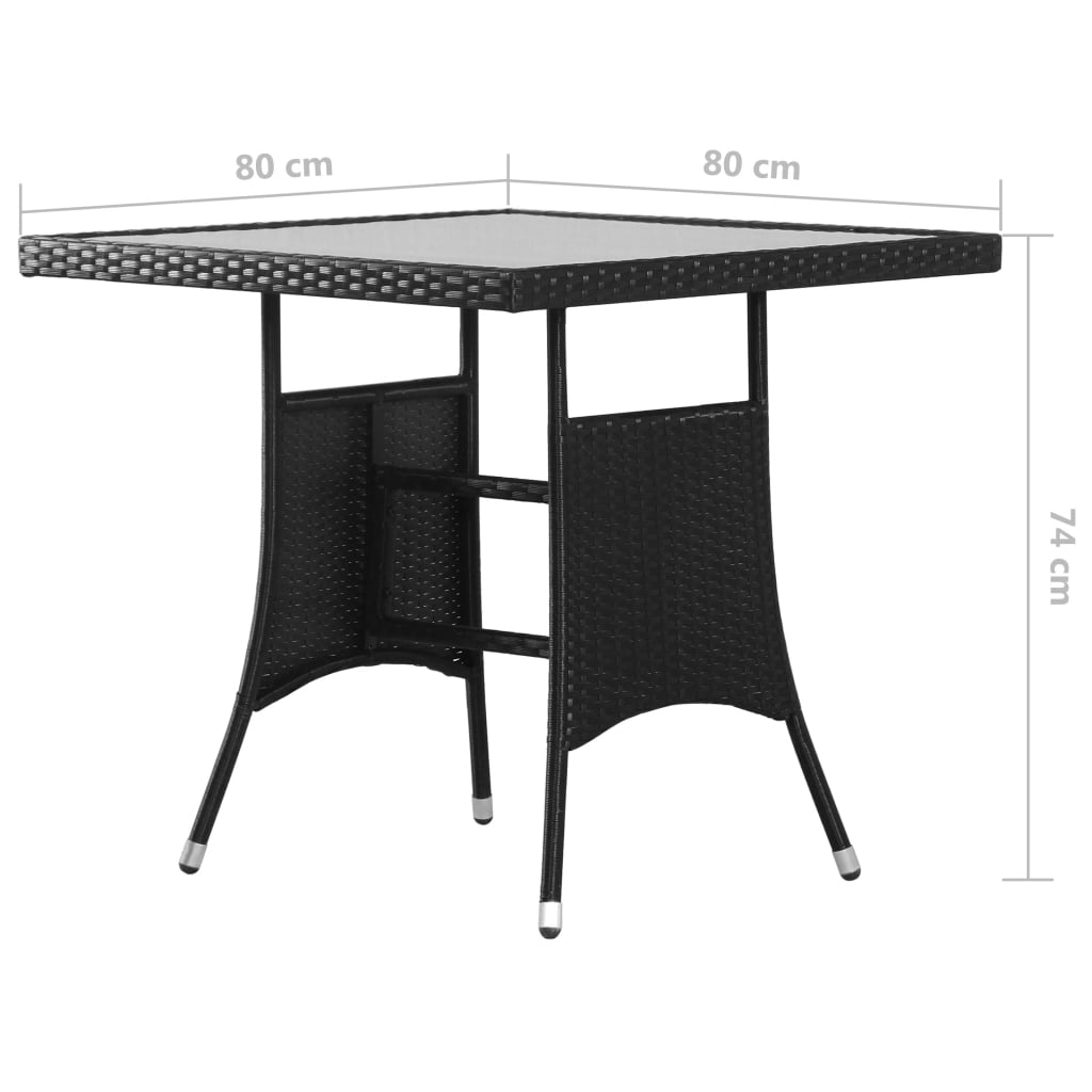Vrtni stol crni 80 x 80 x 74 cm od poliratana