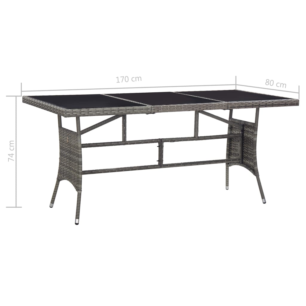 Vrtni stol sivi 170 x 80 x 74 cm od poliratana