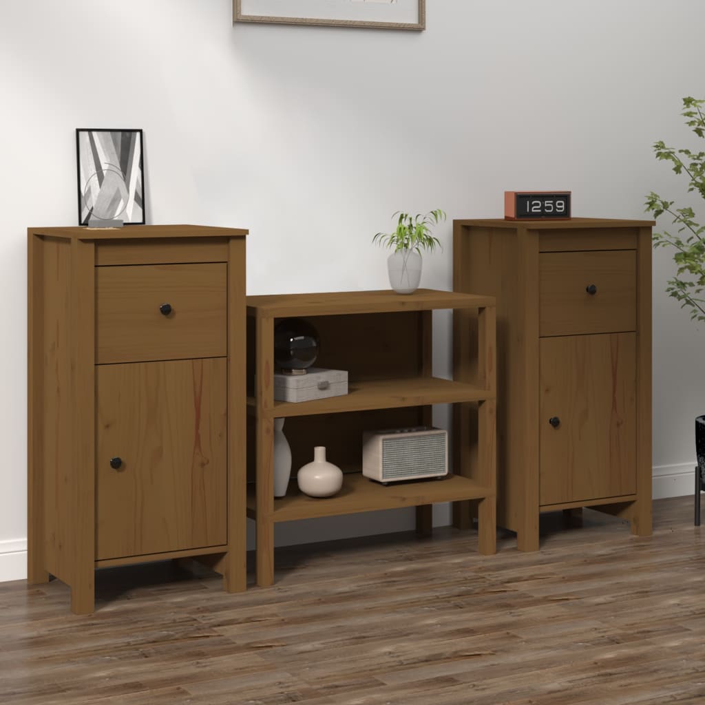 Komode 2 kom boja meda 40x35x80 cm od masivne borovine