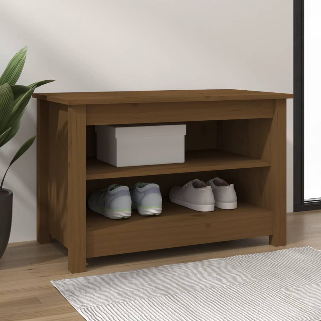 Klupa za cipele boja meda 70 x 38 x 45,5 cm od masivne borovine