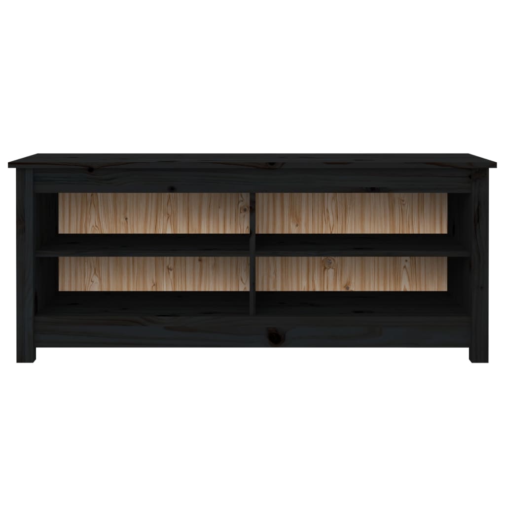 Klupa za cipele crna 110 x 38 x 45,5 cm od masivne borovine