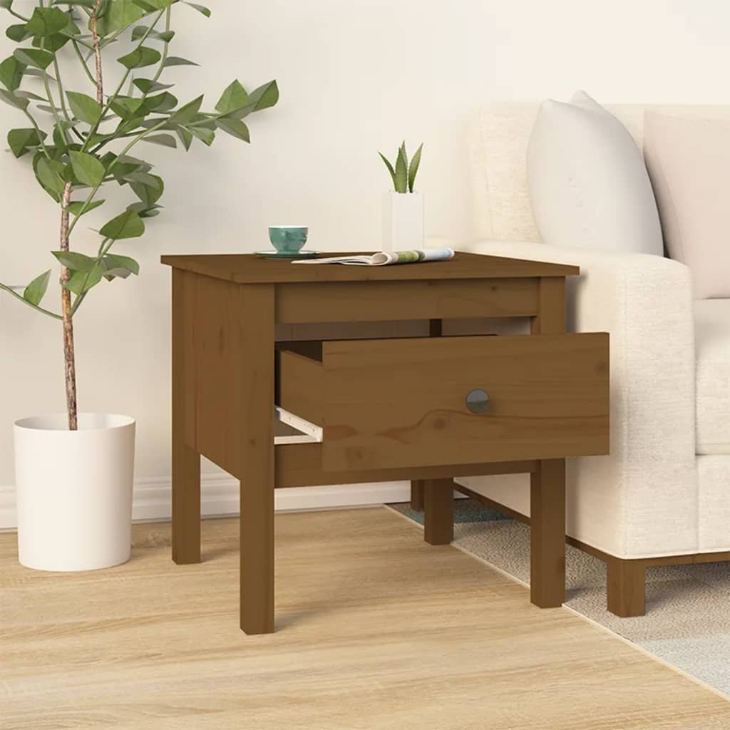 Bočni stolić 2 kom boja meda 50x50x49 cm od masivne borovine