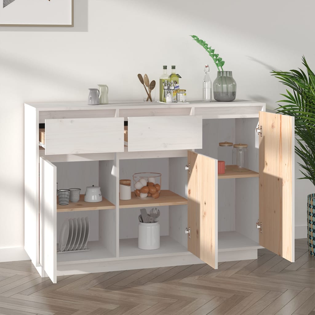 Komoda bijela 110 x 34 x 75 cm od masivne borovine