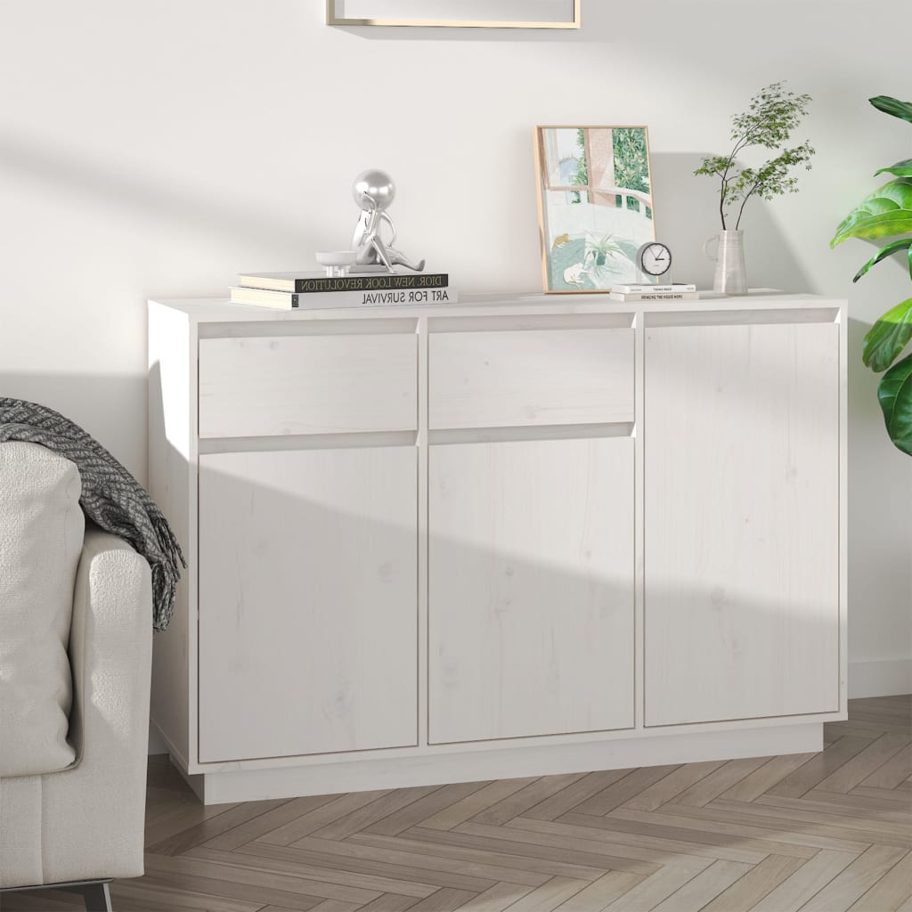 Komoda bijela 110 x 34 x 75 cm od masivne borovine